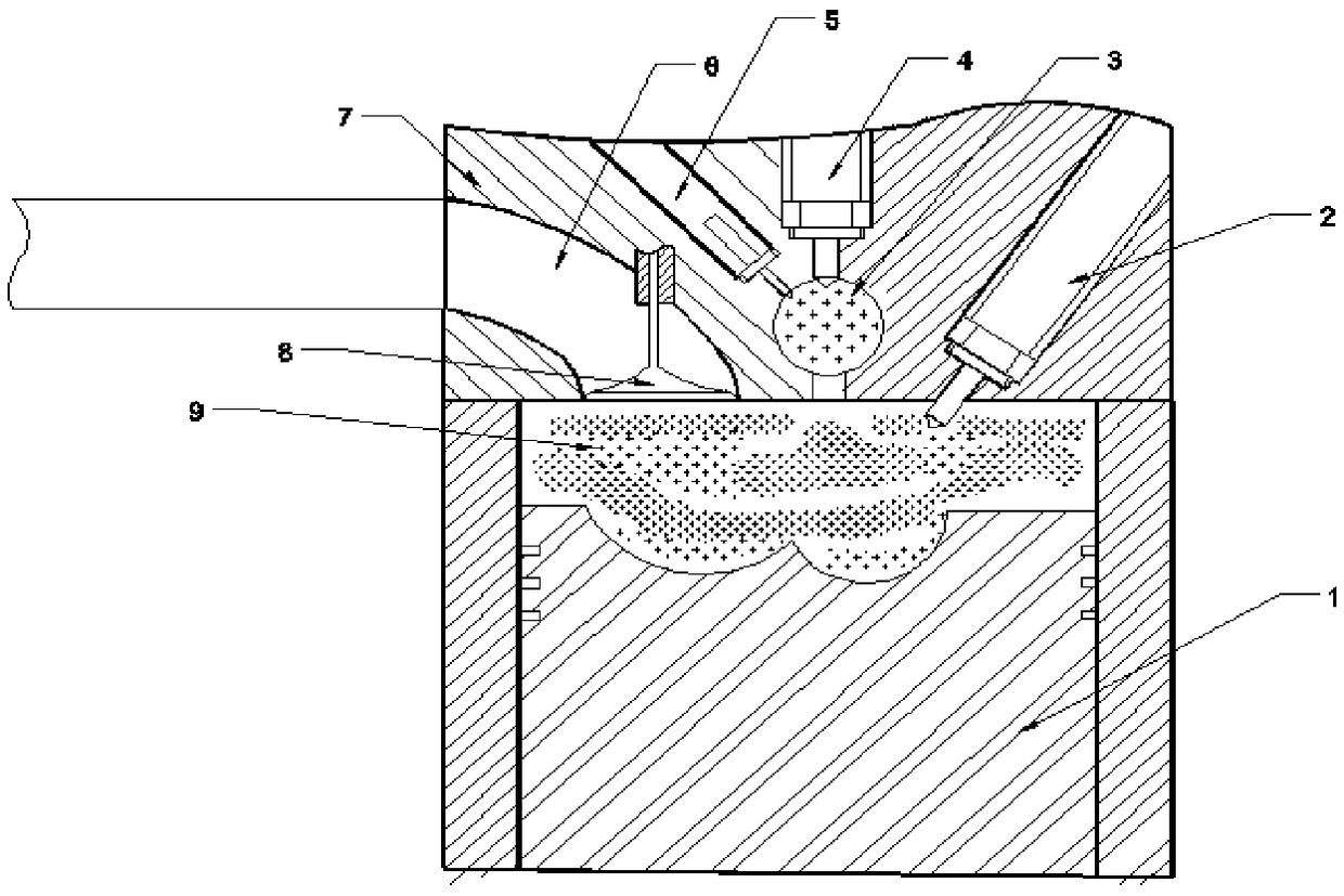 Combustion organization method with multiple injection, low pressure air feed in pre-combustion chamber and micro spray ignition of diesel oil for natural gas engine