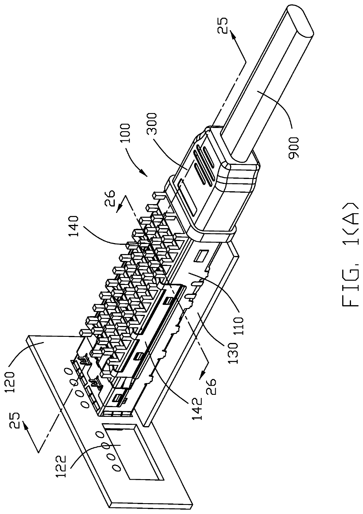 Receptacle connector equipped with cable instead of mounting to PCB