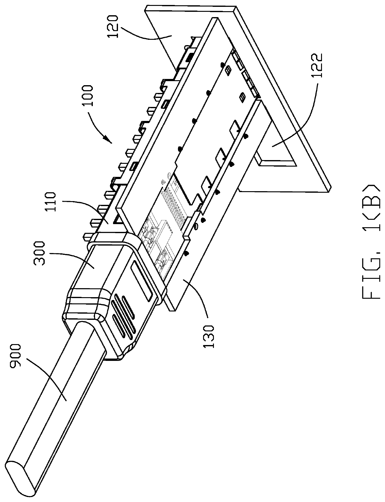 Receptacle connector equipped with cable instead of mounting to PCB