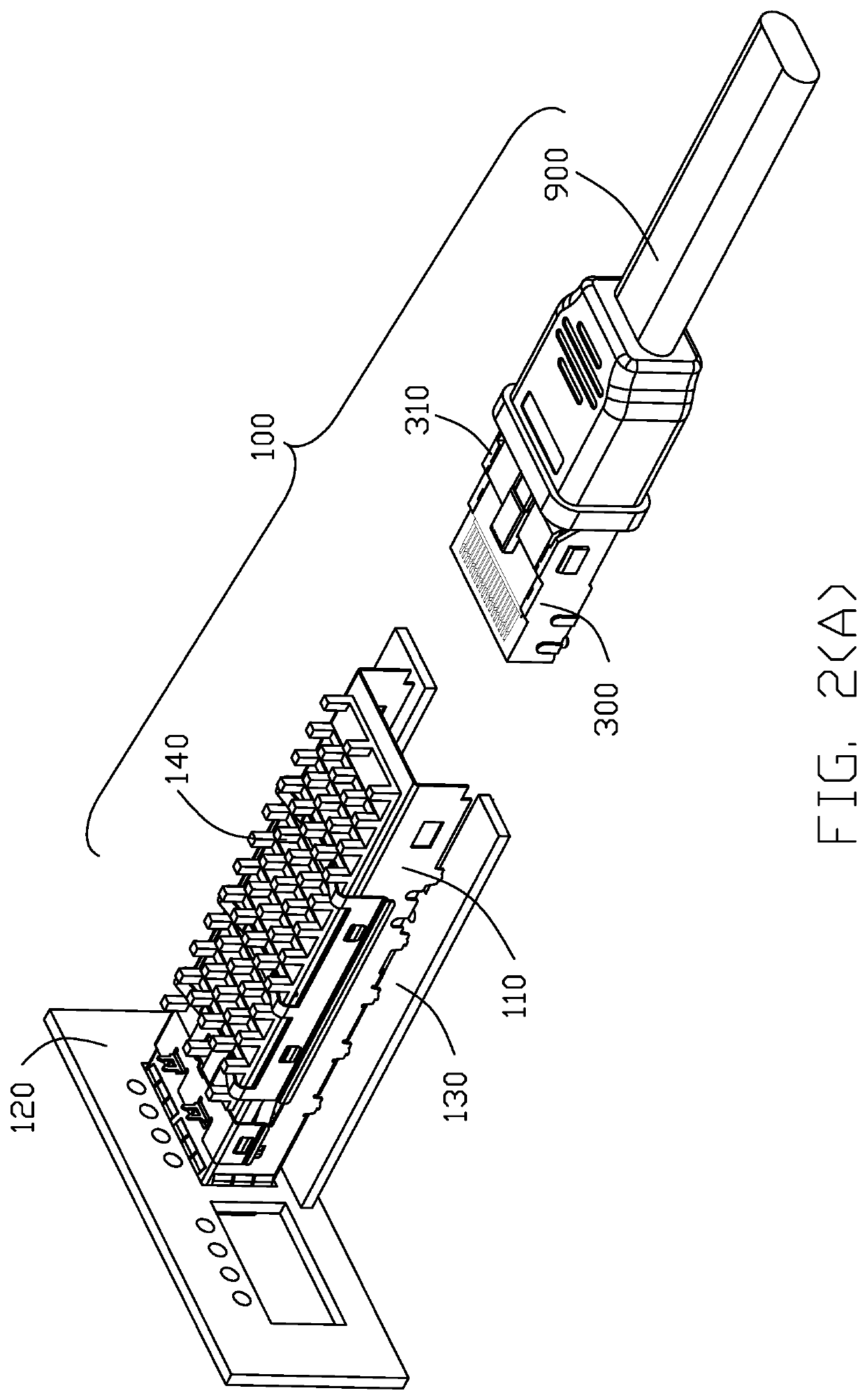 Receptacle connector equipped with cable instead of mounting to PCB