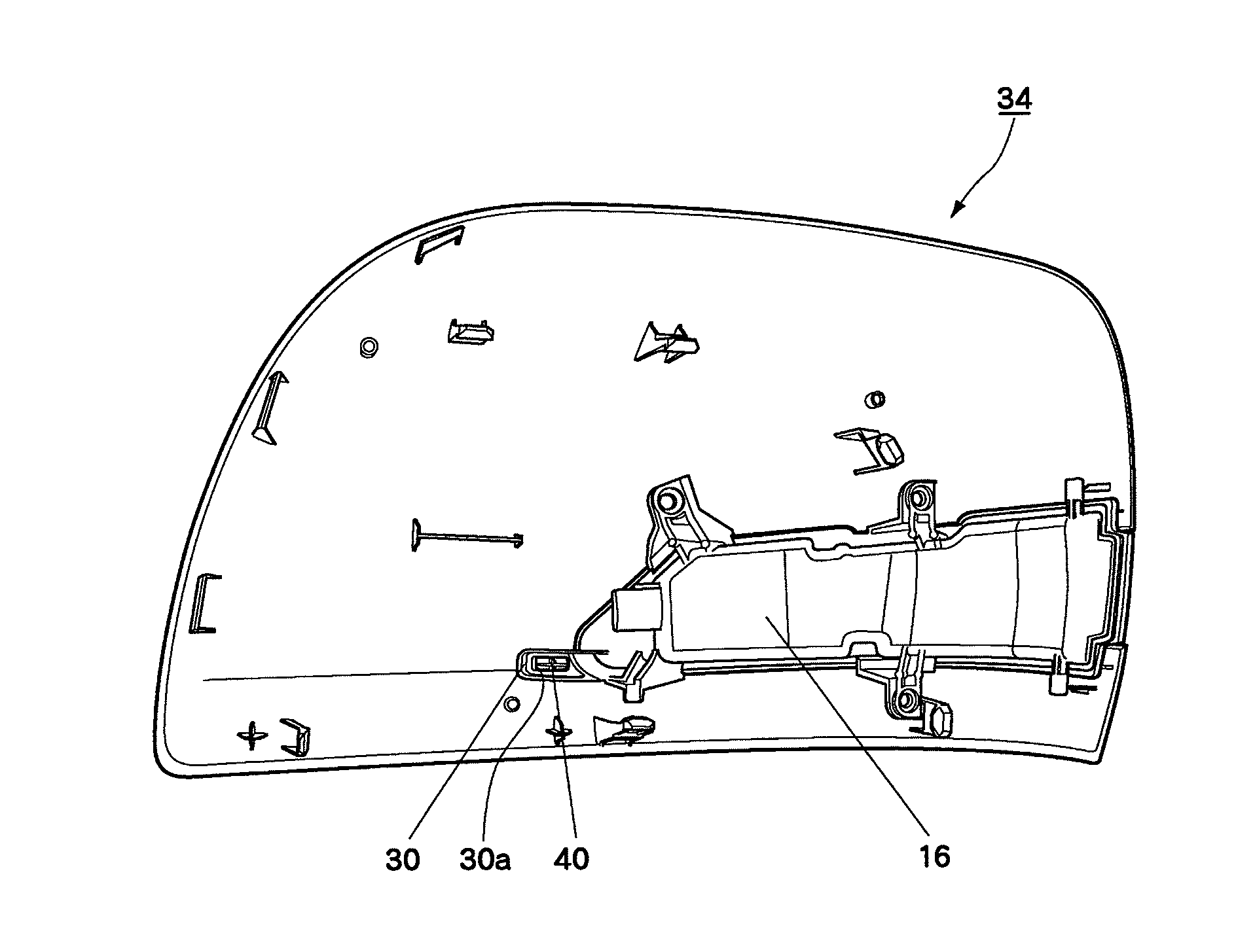 Positioning structure of turn lamp assembly in outer mirror with turn lamp