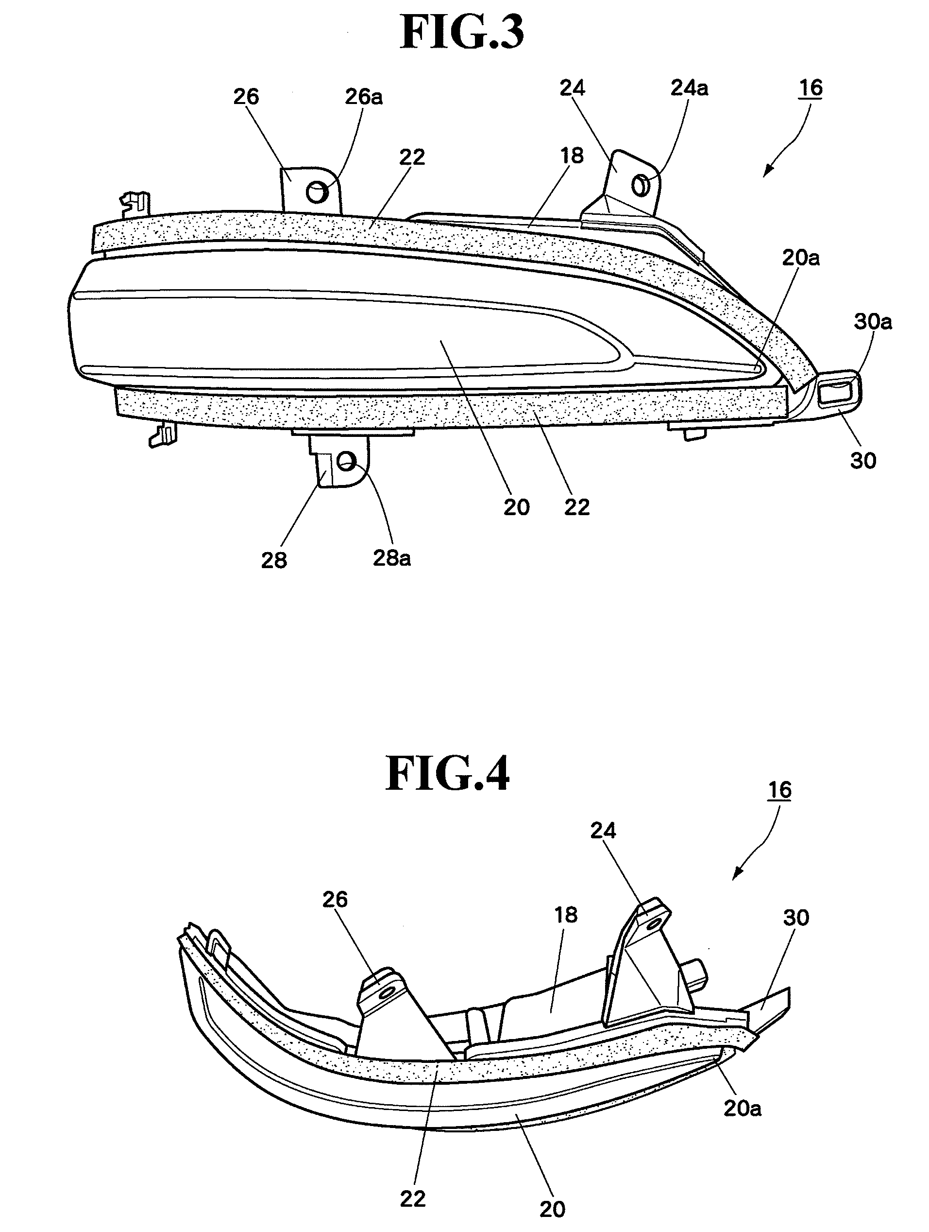 Positioning structure of turn lamp assembly in outer mirror with turn lamp