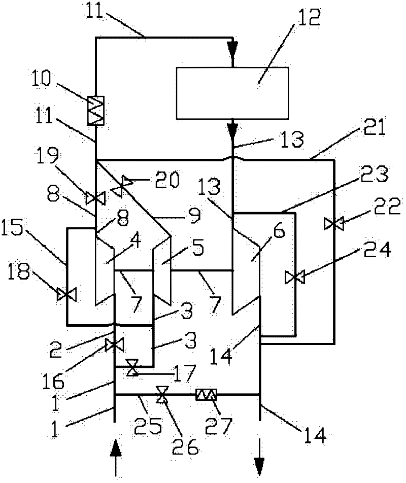 Single-vortex double-air compressor turbine pressurizing system with air escape valves