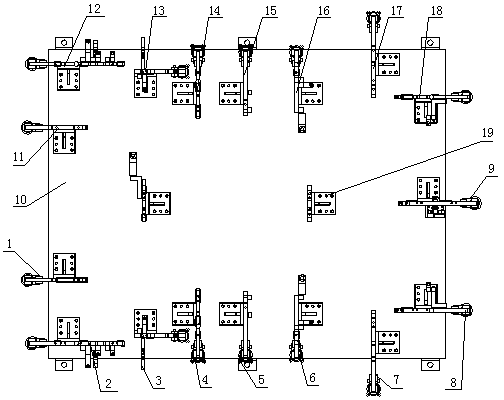 Automobile middle and rear floor assembly reverse side clamp