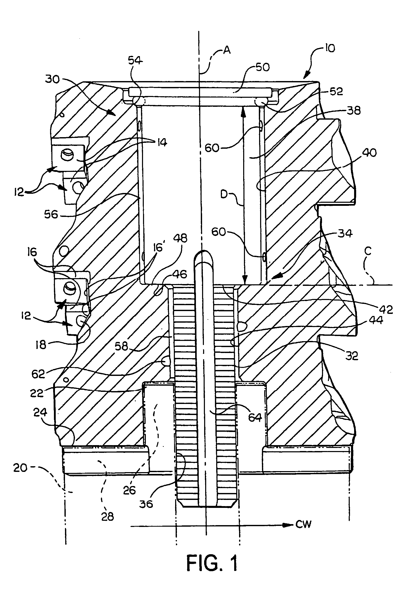 Tool holder with integral coolant channel and locking screw therefor