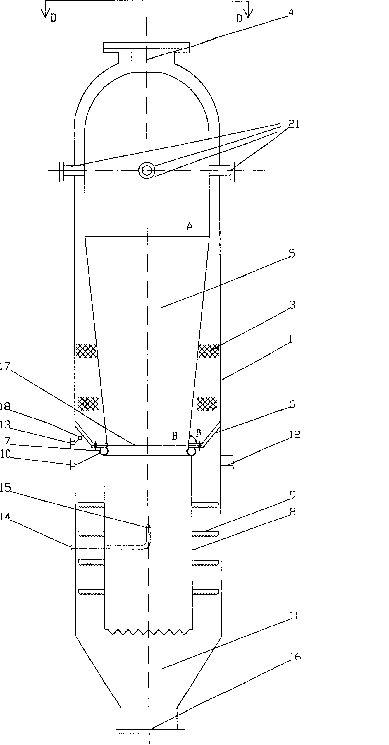 Fluidized bed gasification furnace with solid-state aih discharge and its indnstrial application