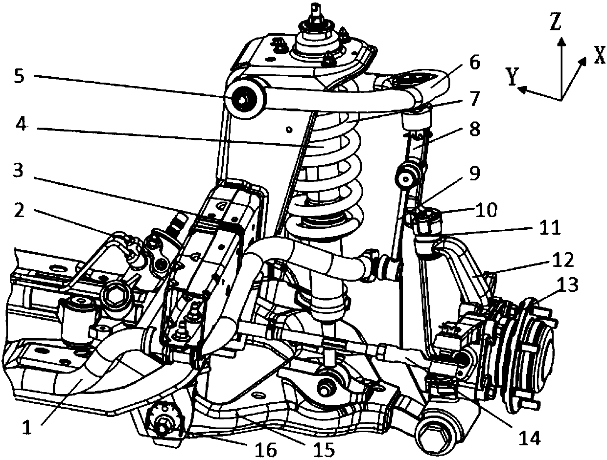 Steering pair placed on double-wishbone independent suspension and car provided with same