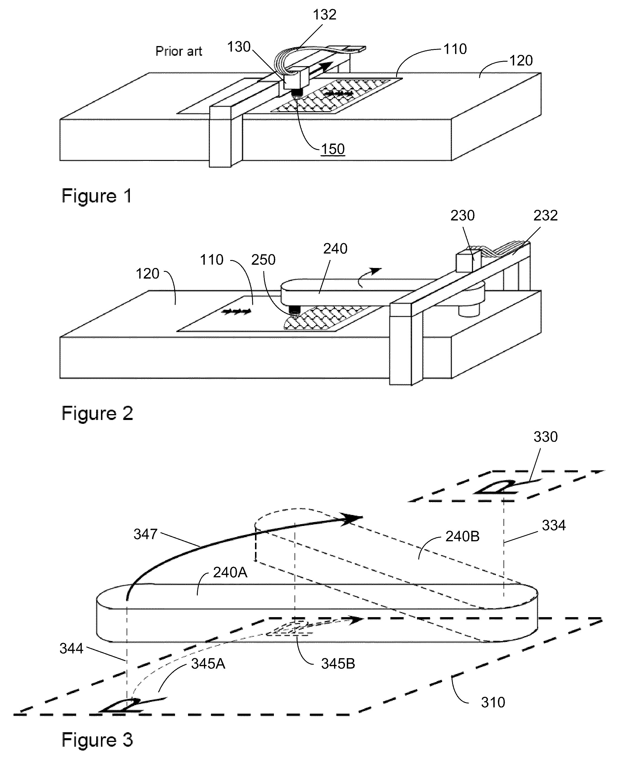 Method And Device Using Rotating Printing Arm To Project Or View Image Across A Workpiece