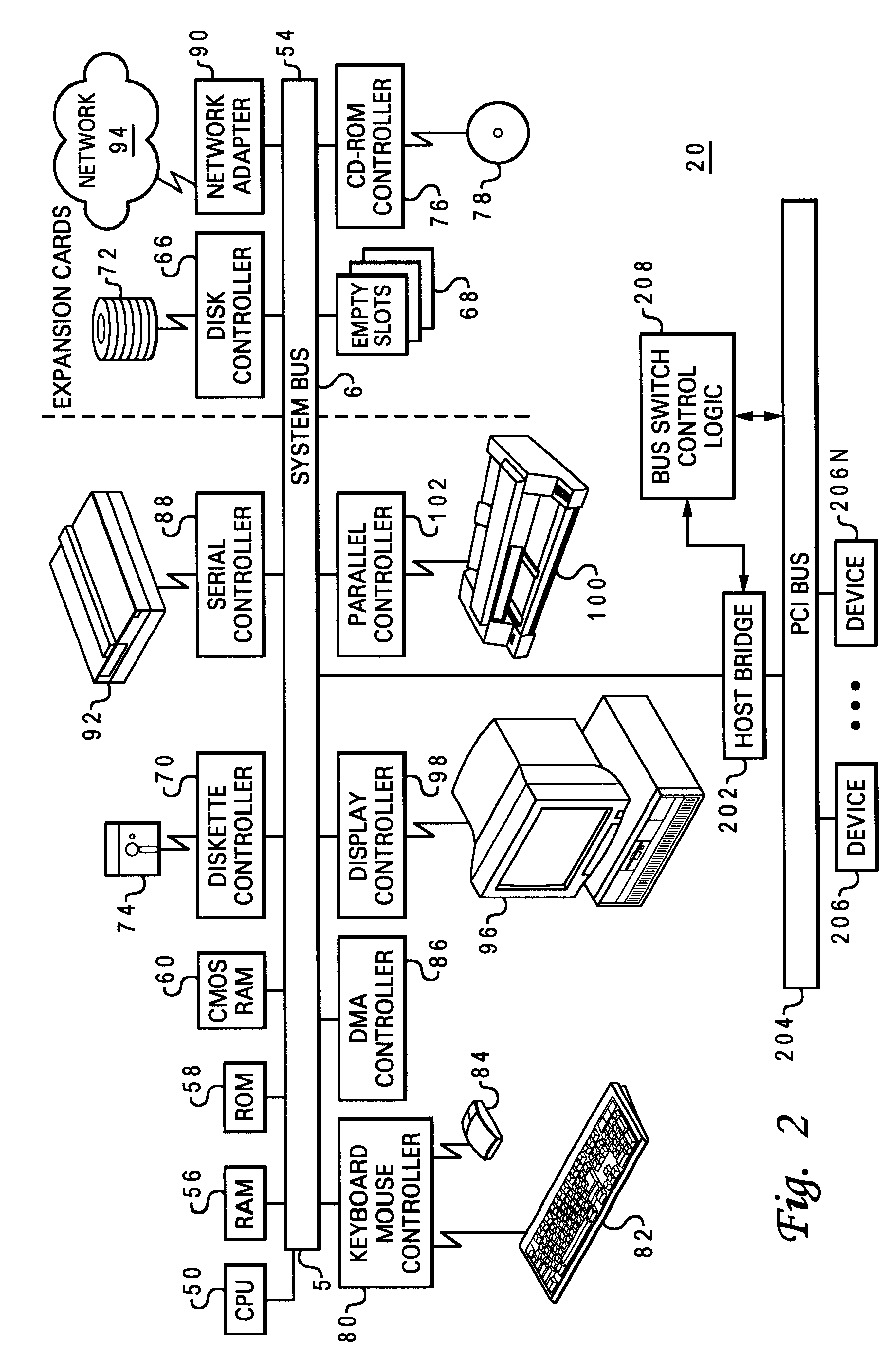 Method and system for providing hot plug of adapter cards in an expanded slot environment