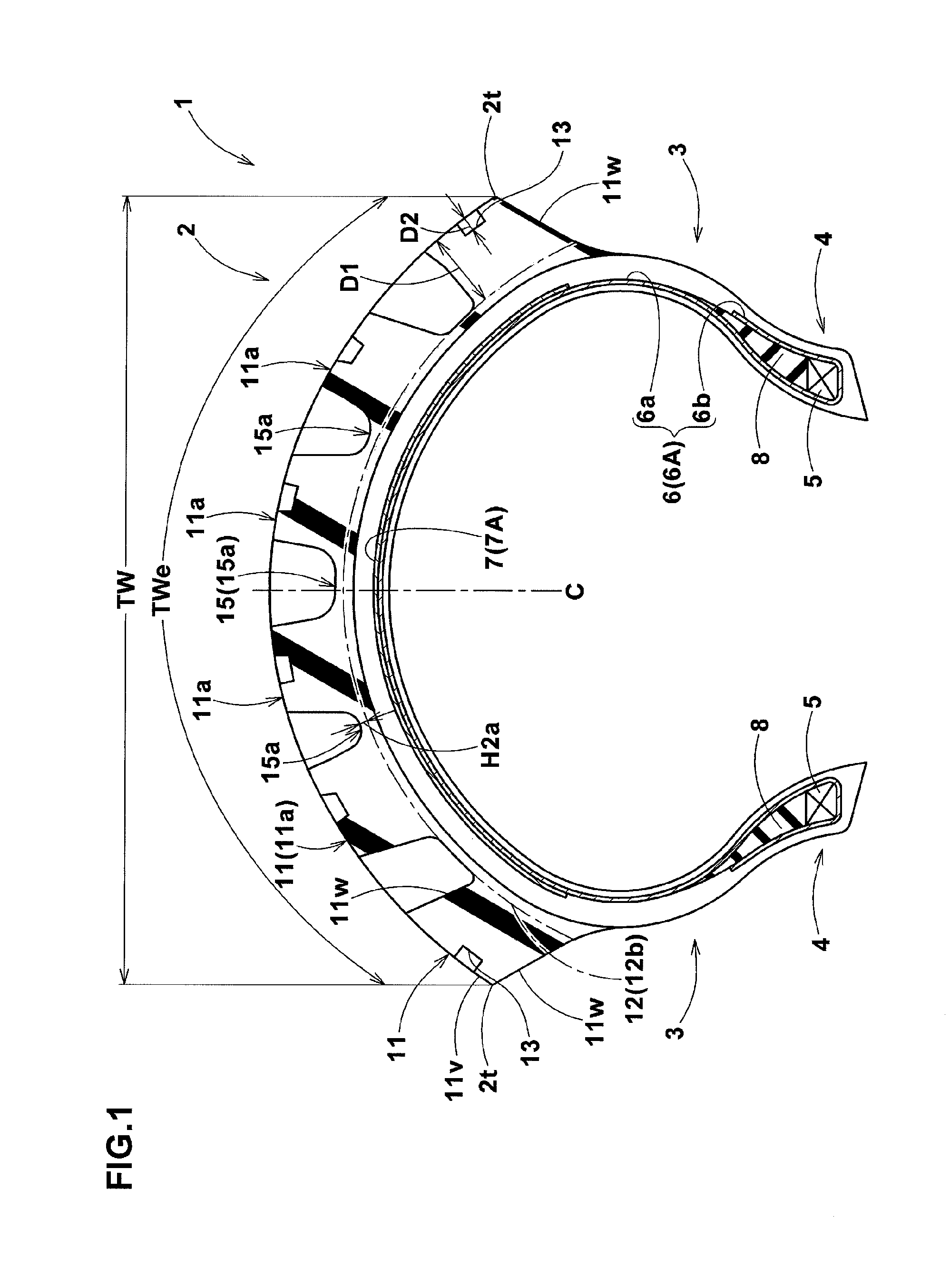 Motorcycle tire for running on rough terrain