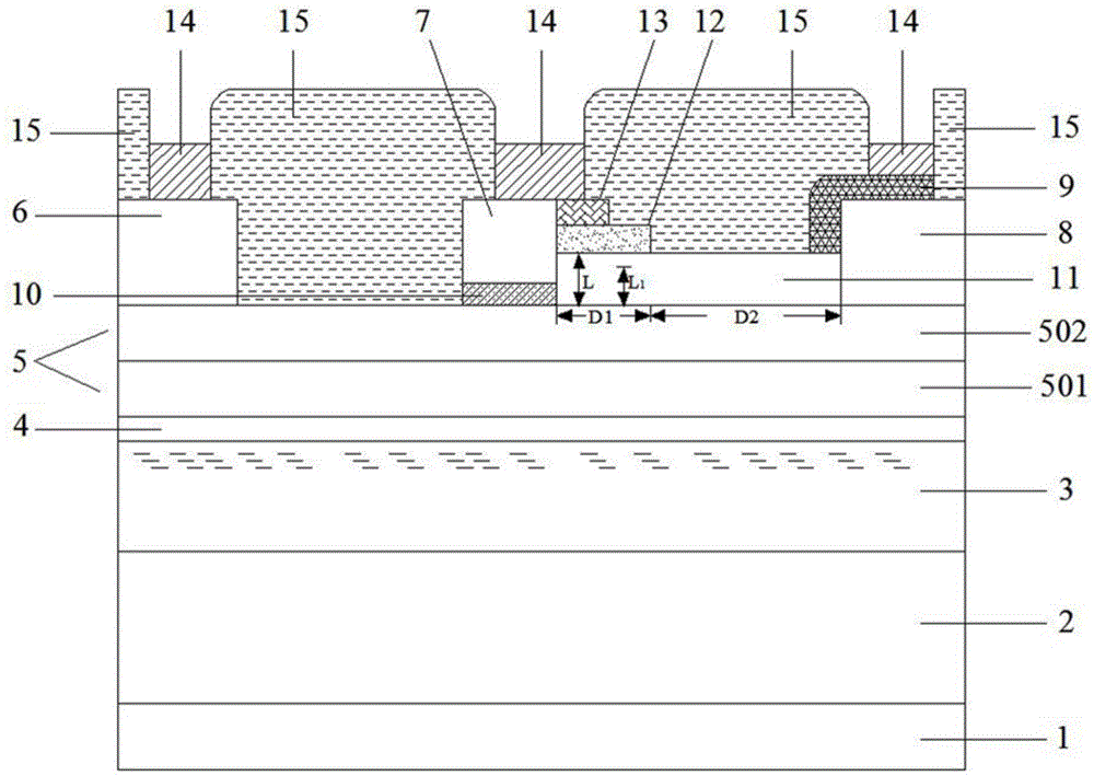 Algan/gan MISHEMT high voltage device based on composite drain and its manufacturing method