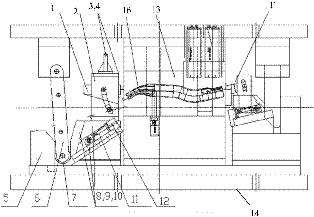 Pipe forming floating core pulling mechanism