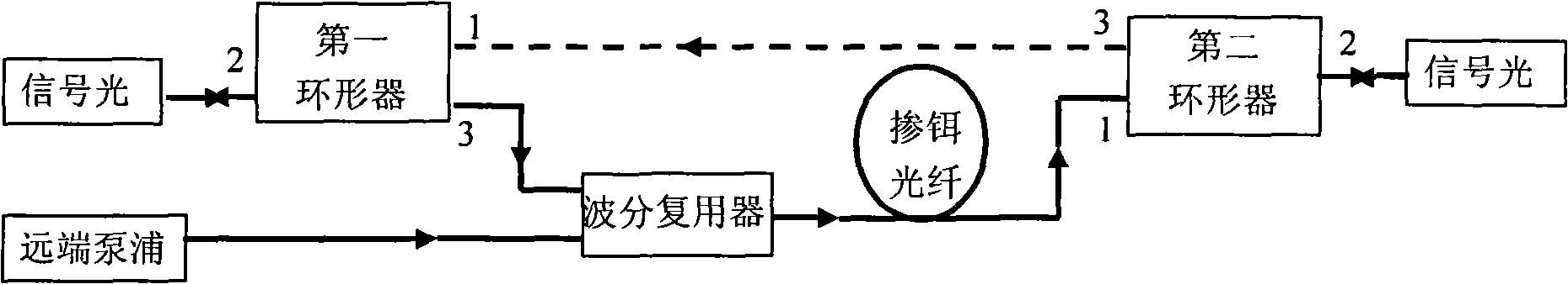 A remote pump optic fiber amplifying module