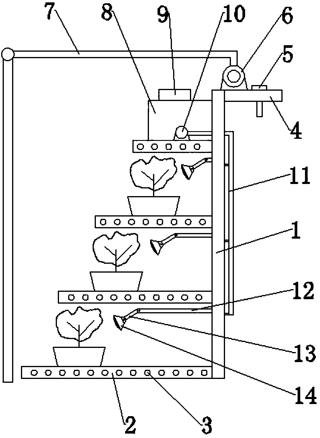 Flower breeding self-watering low-temperature protection flower shelf