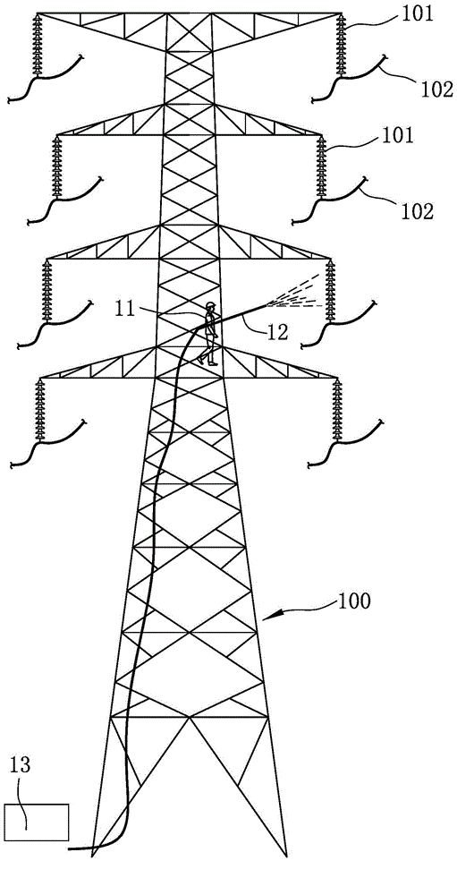 Cleaning apparatus of voltage insulator of transmission tower