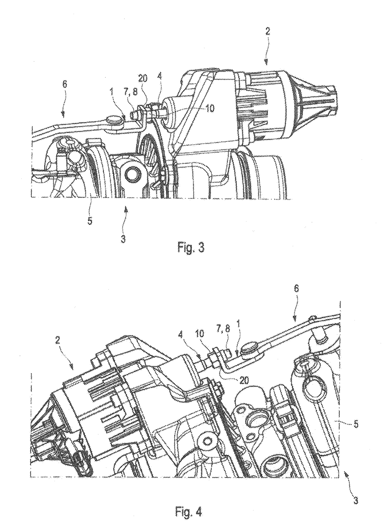 Retaining element for a control device of an exhaust gas turbocharger