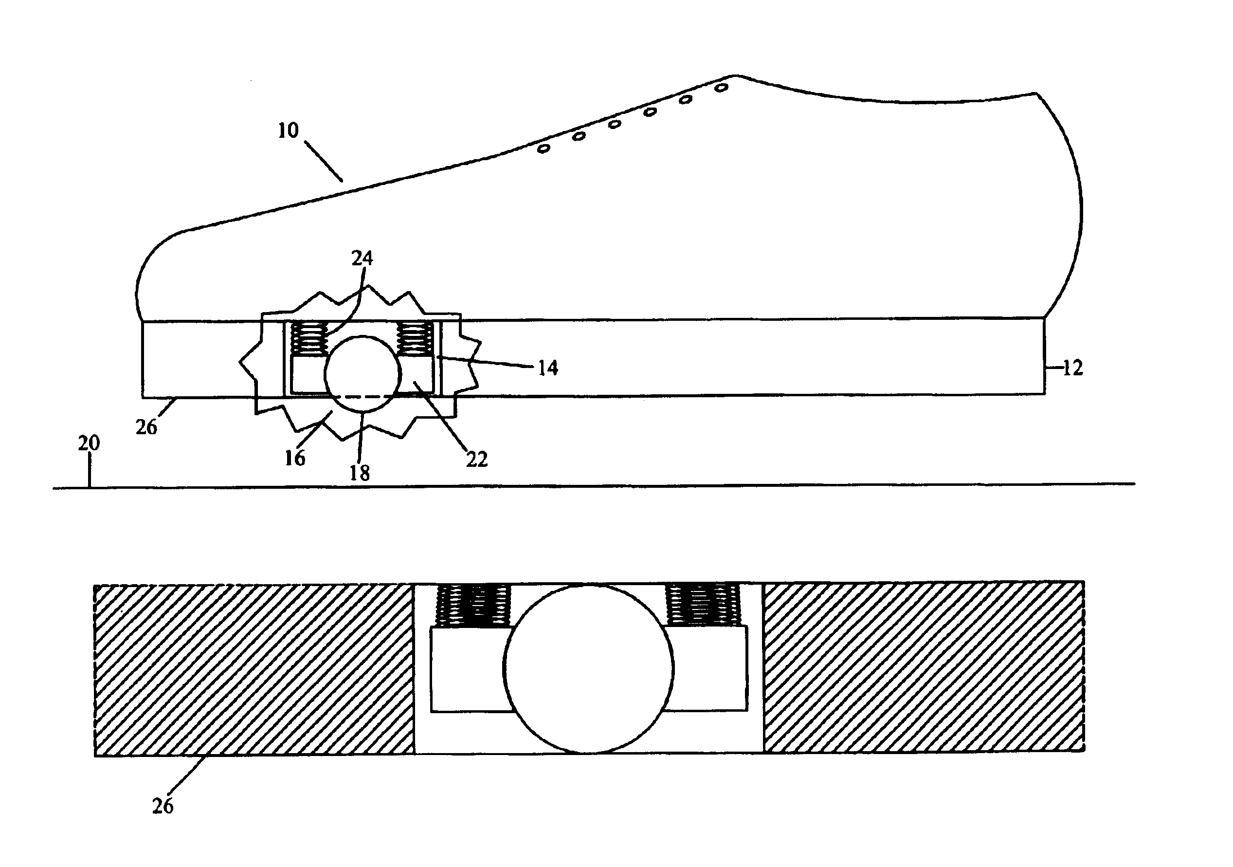 Retractable foot gear for disabled persons