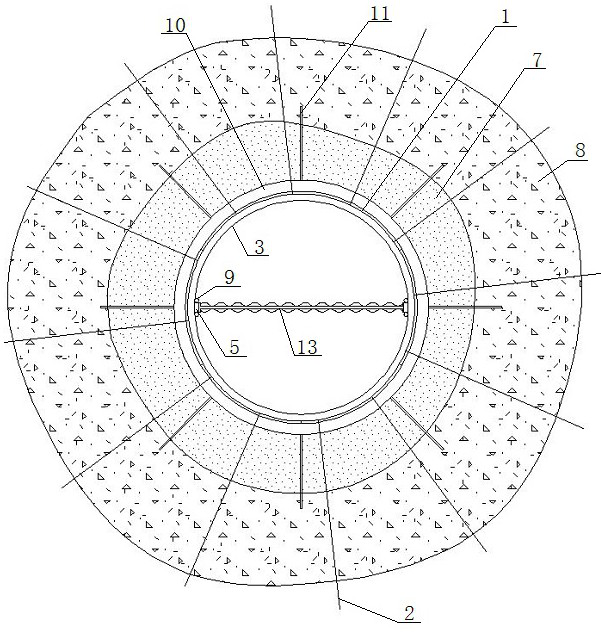 Deep underground tunnel ventilation shaft supporting structure