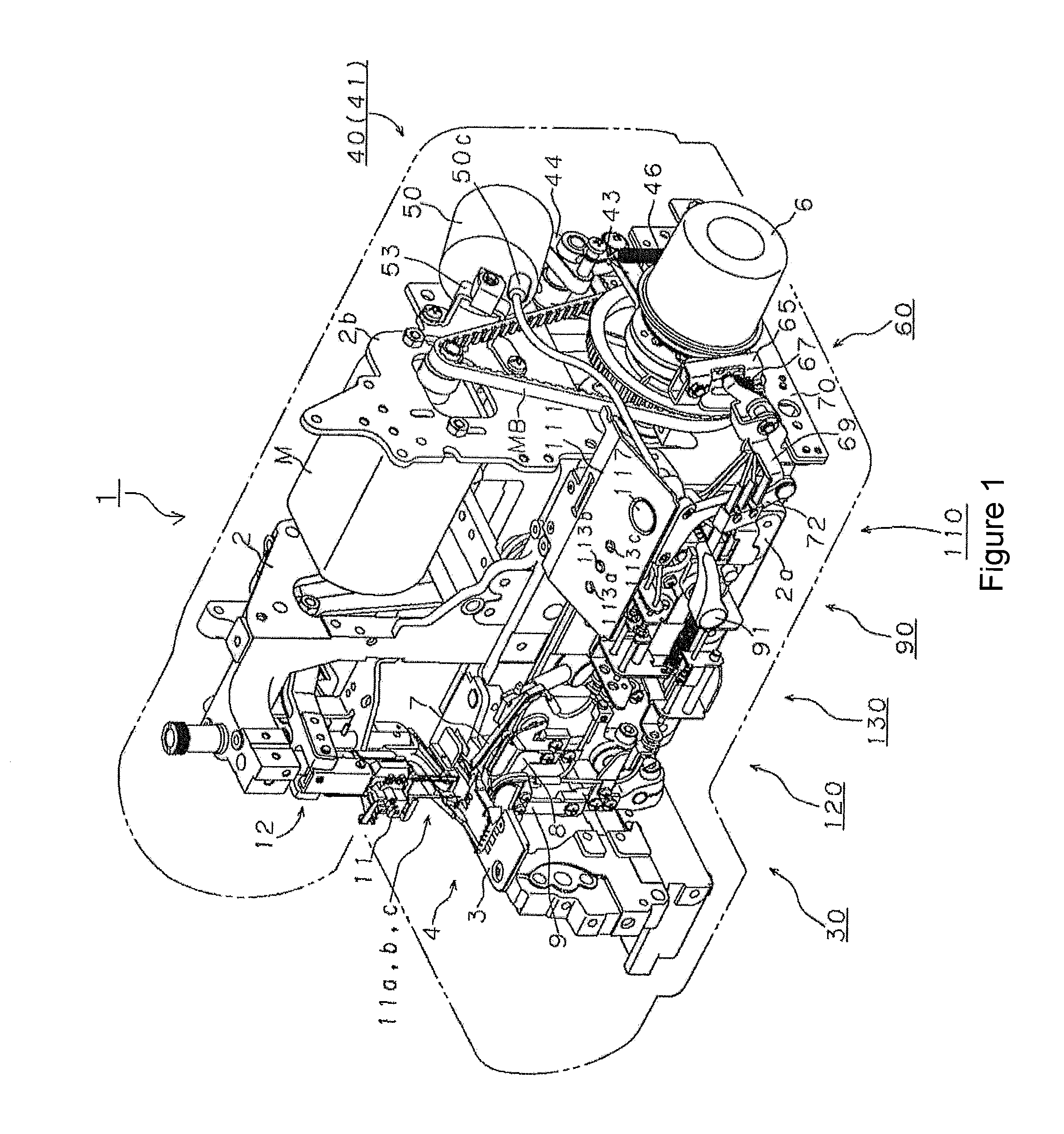 Gas carrying threading device of sewing machine