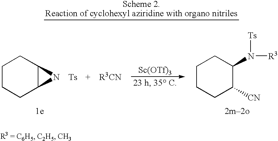 Process for the synthesis of N-substituted beta-amino nitriles through the ring opening of aziridines