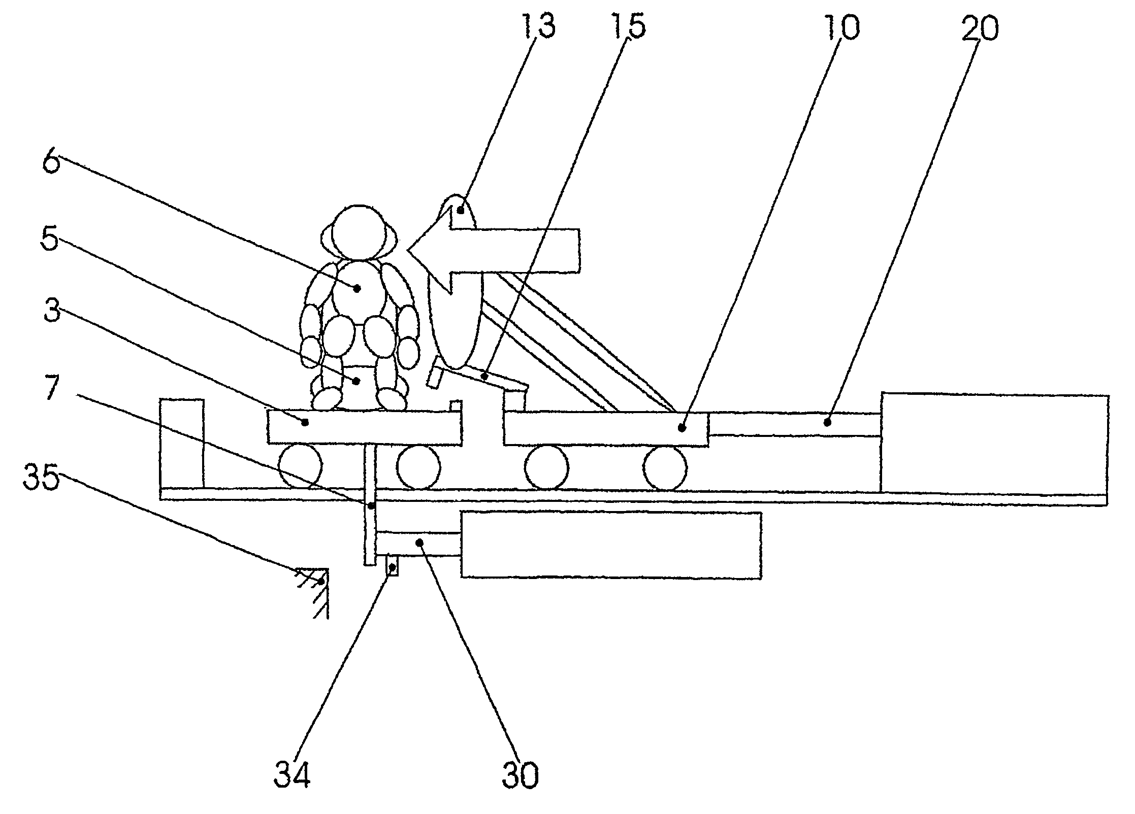 Device for simulating a side collision of a motor vehicle