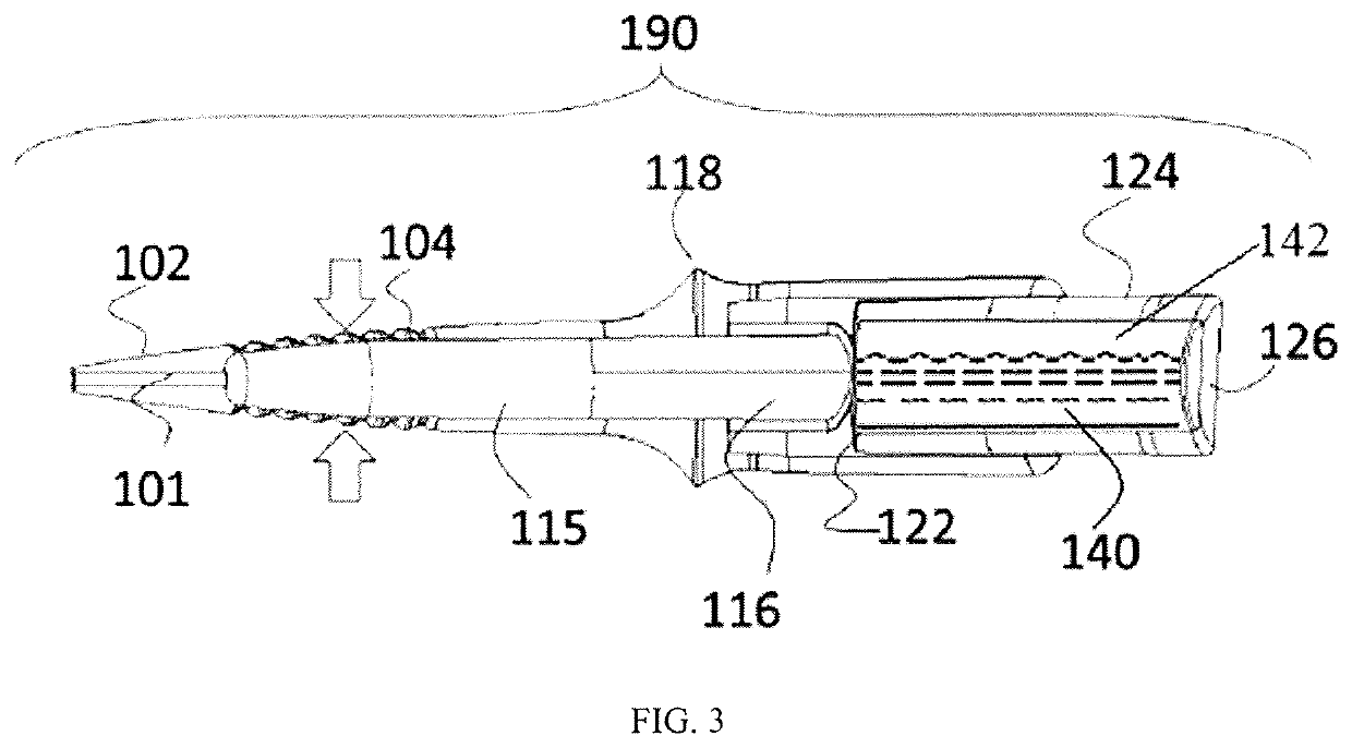 Device and liquid compositions for securing catheters having a rigid tapered tip