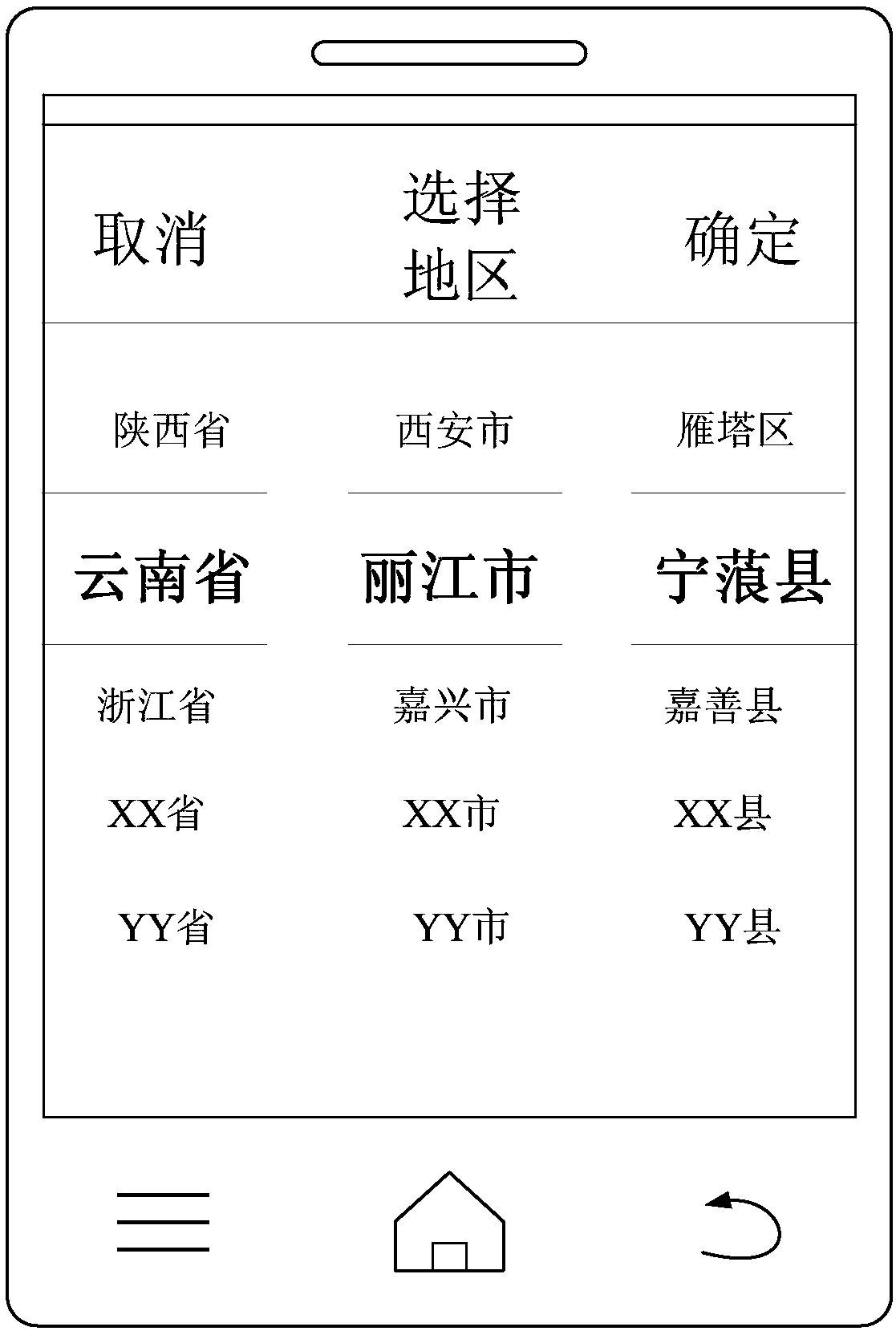 Address display method and device, equipment and user interface system