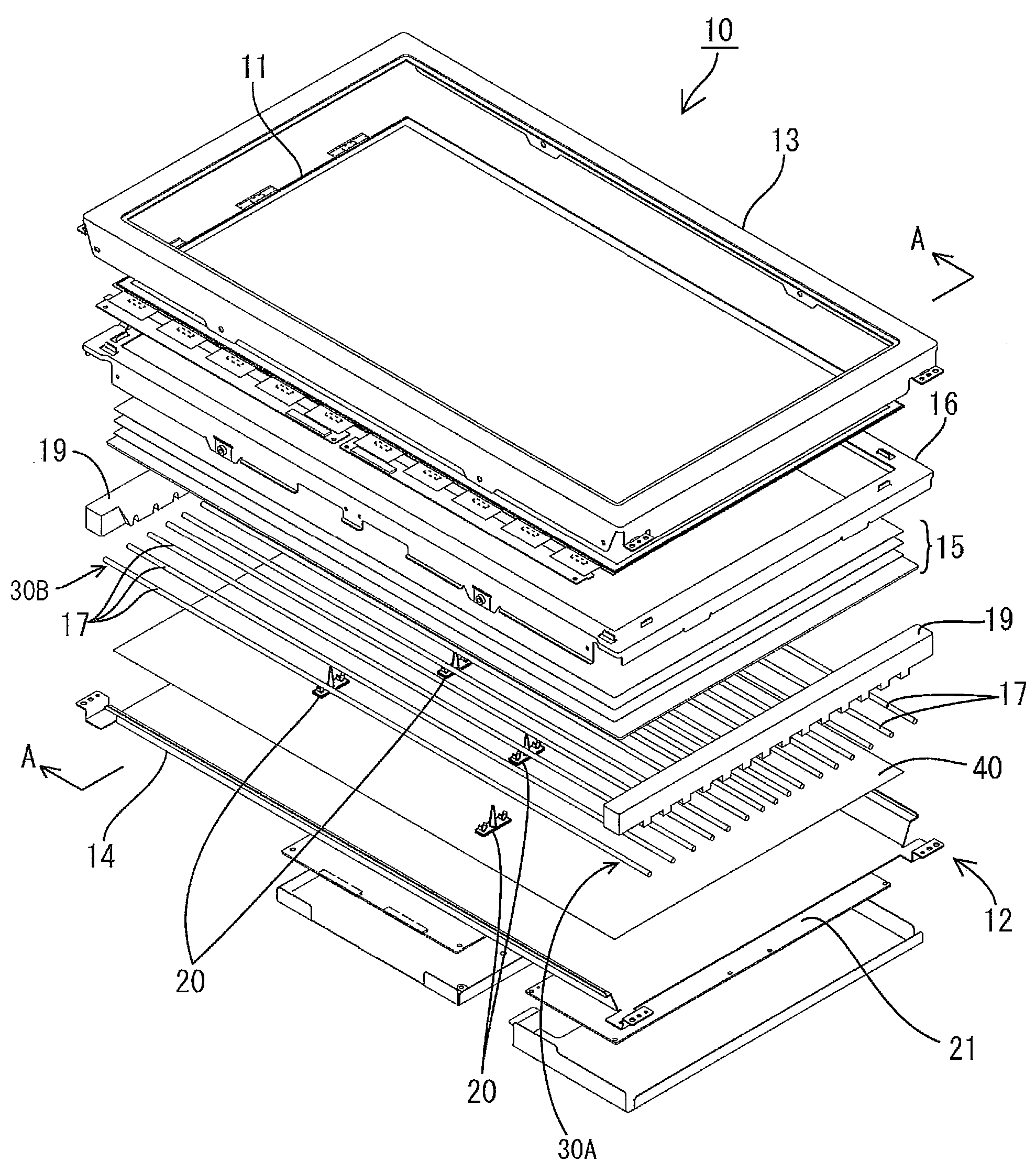 Lighting device, display device and television receiver