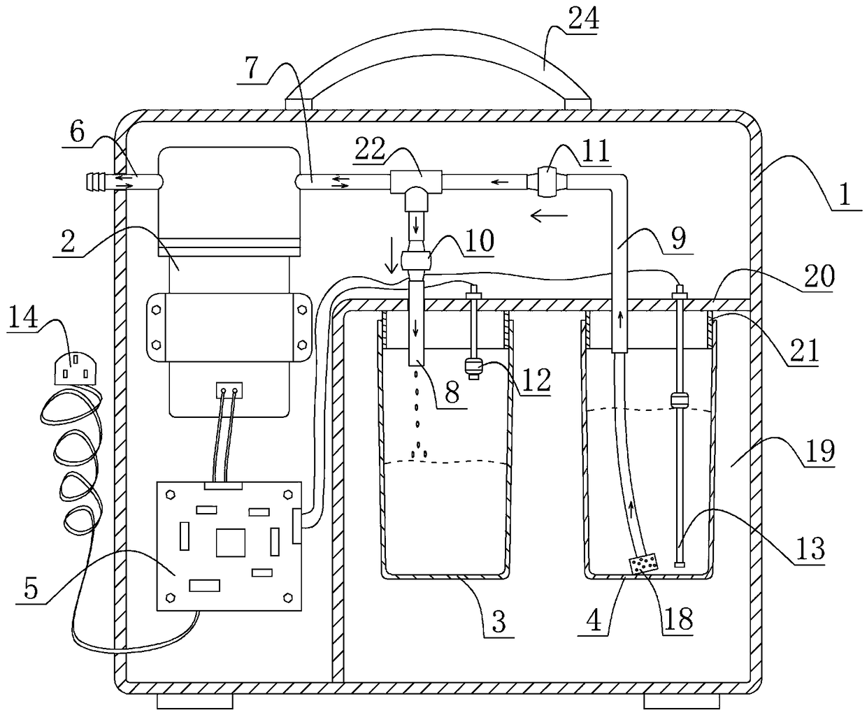 Automatic suction and cleaning device for secretion of upper portion of airbag of trachea cannula