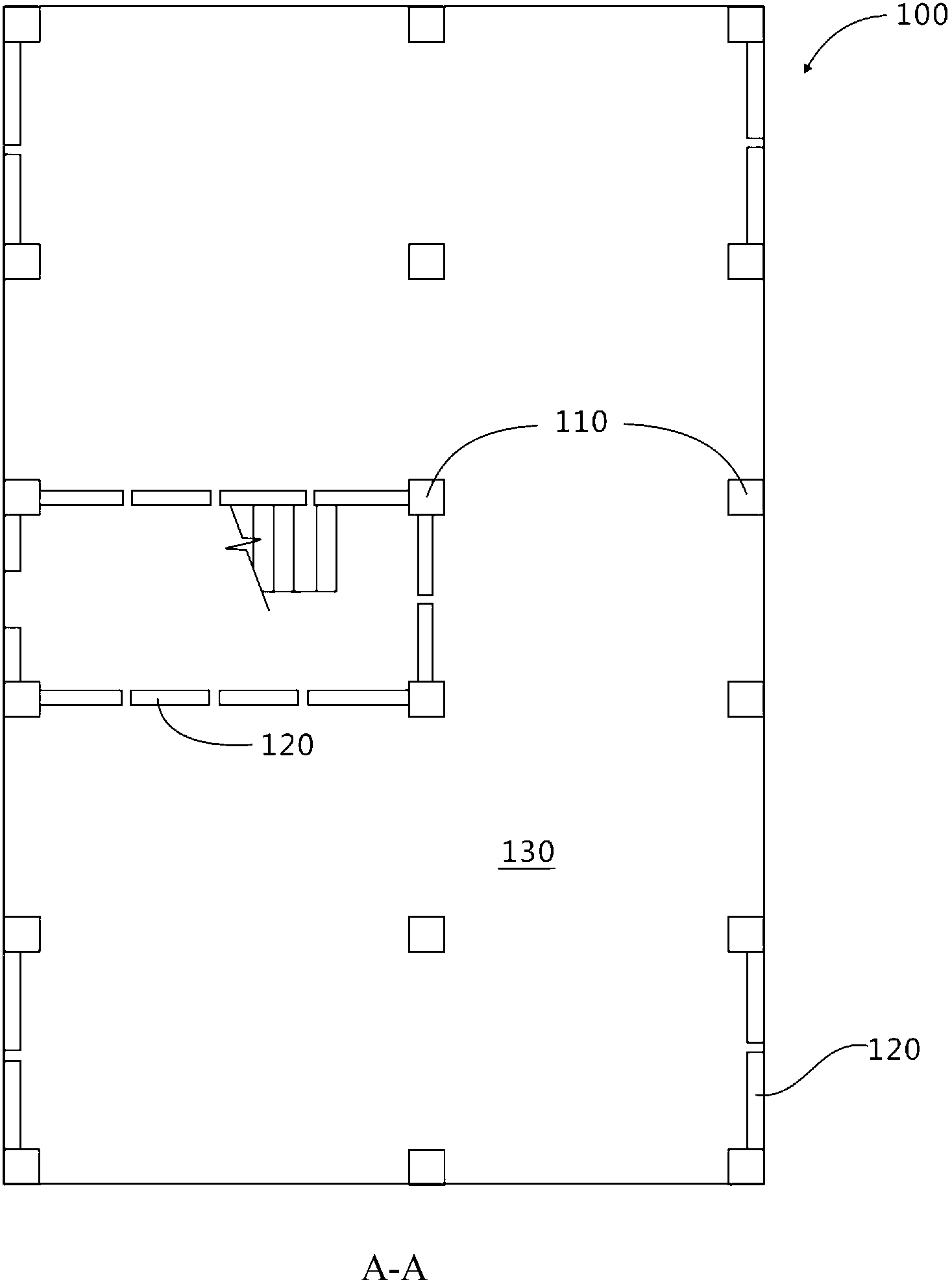 Slab column-shear wall structure building based on precast reinforced concrete hollow formworks and construction method thereof