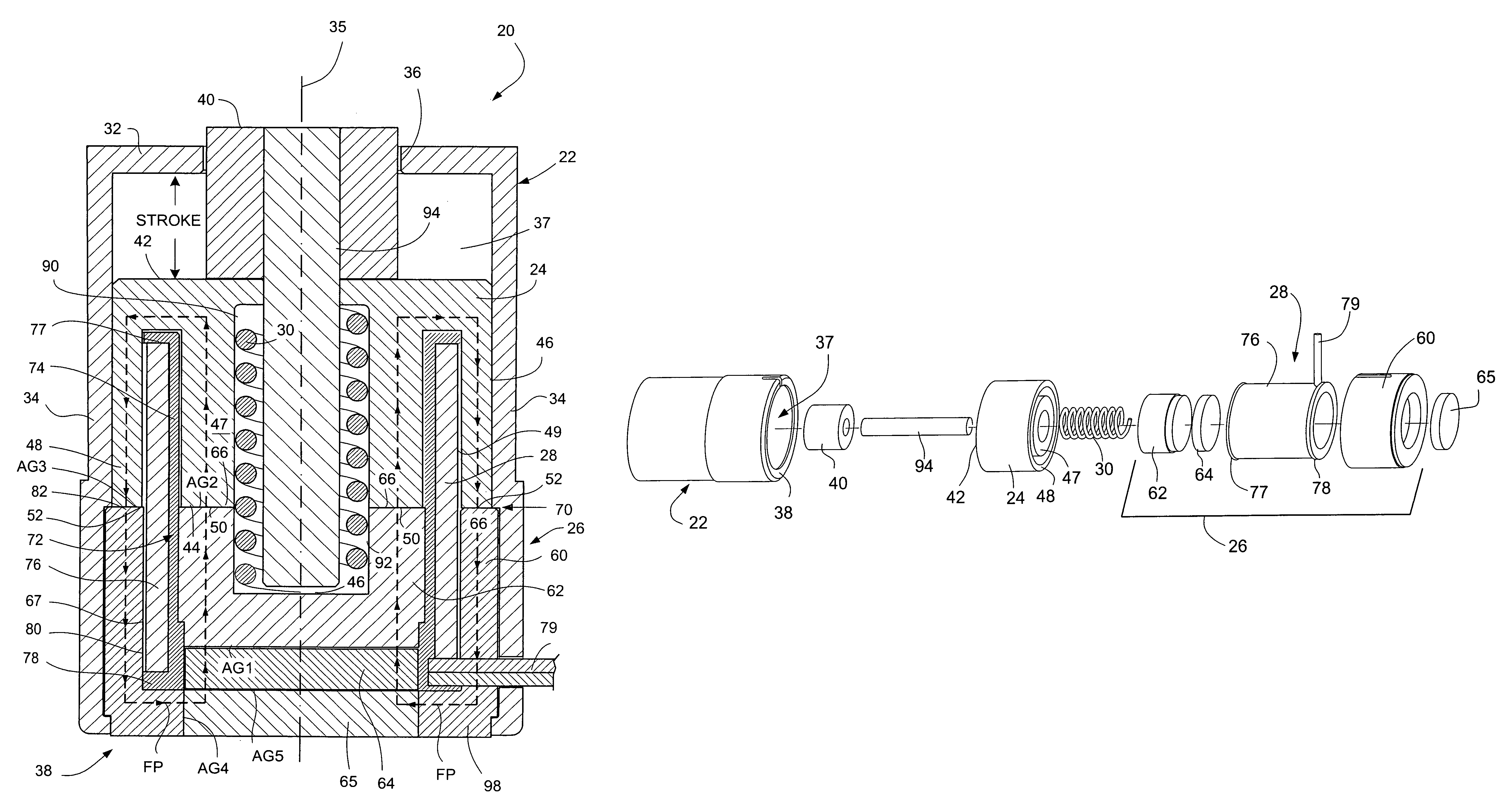 Adjustable mid air gap magnetic latching solenoid