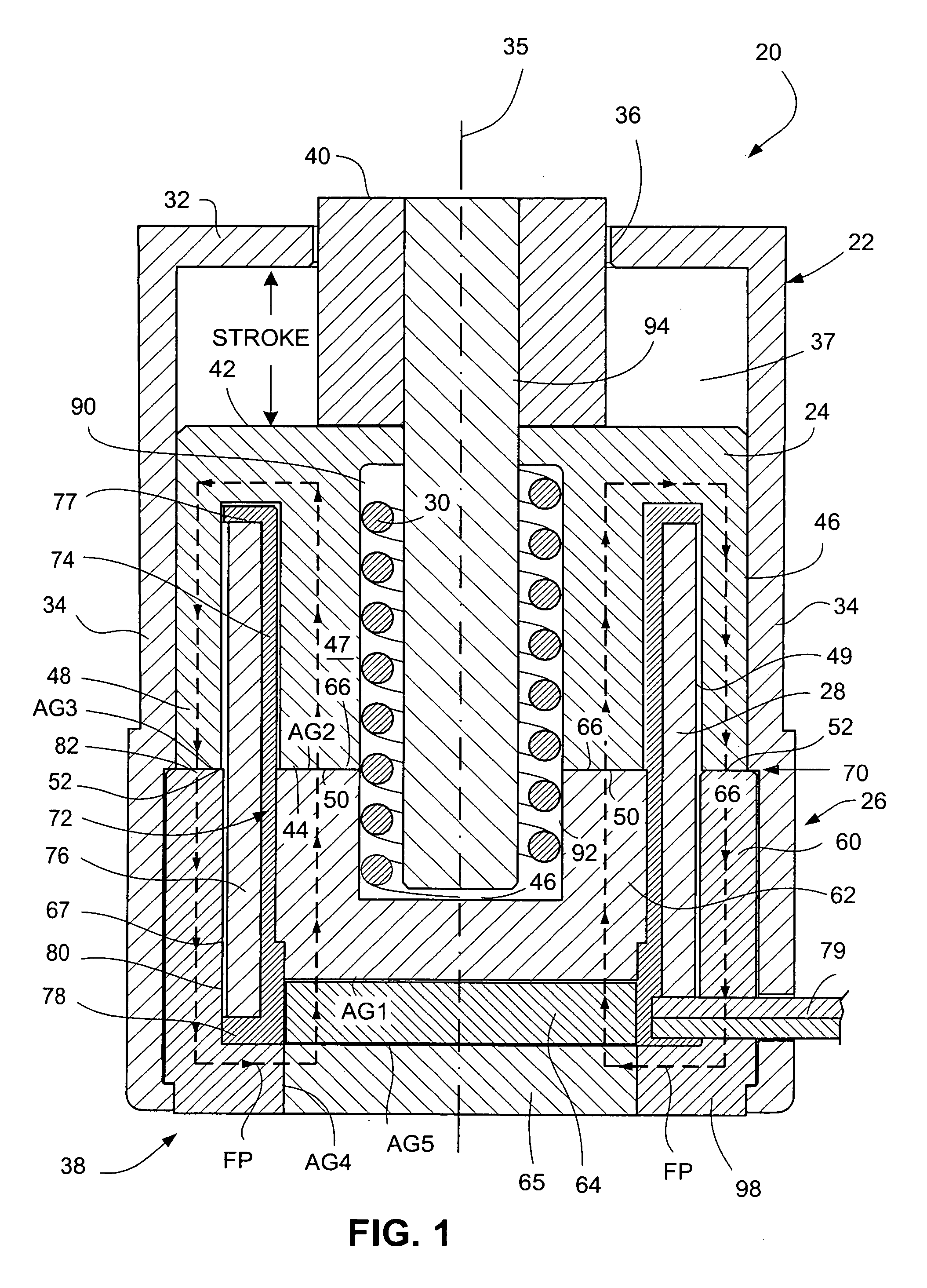 Adjustable mid air gap magnetic latching solenoid