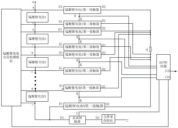 DSP control based large current balancing method of lithium manganate battery