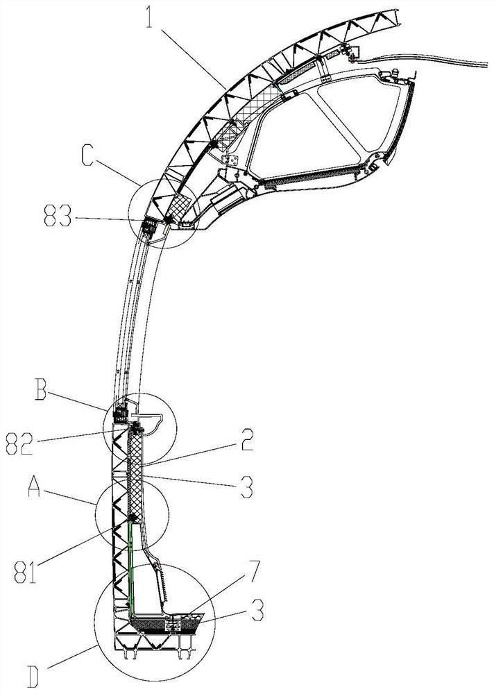 Full-floating carriage structure and railway vehicle