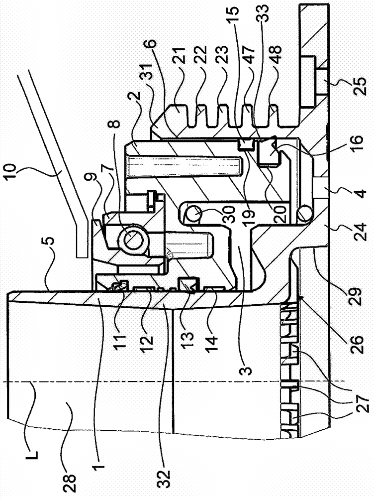 Device comprising a ring cylinder and a ring piston