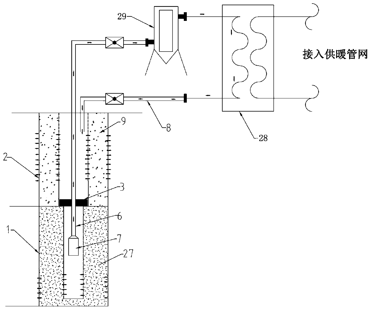 Medium and deep layer geothermal energy collection same well withdrawing system