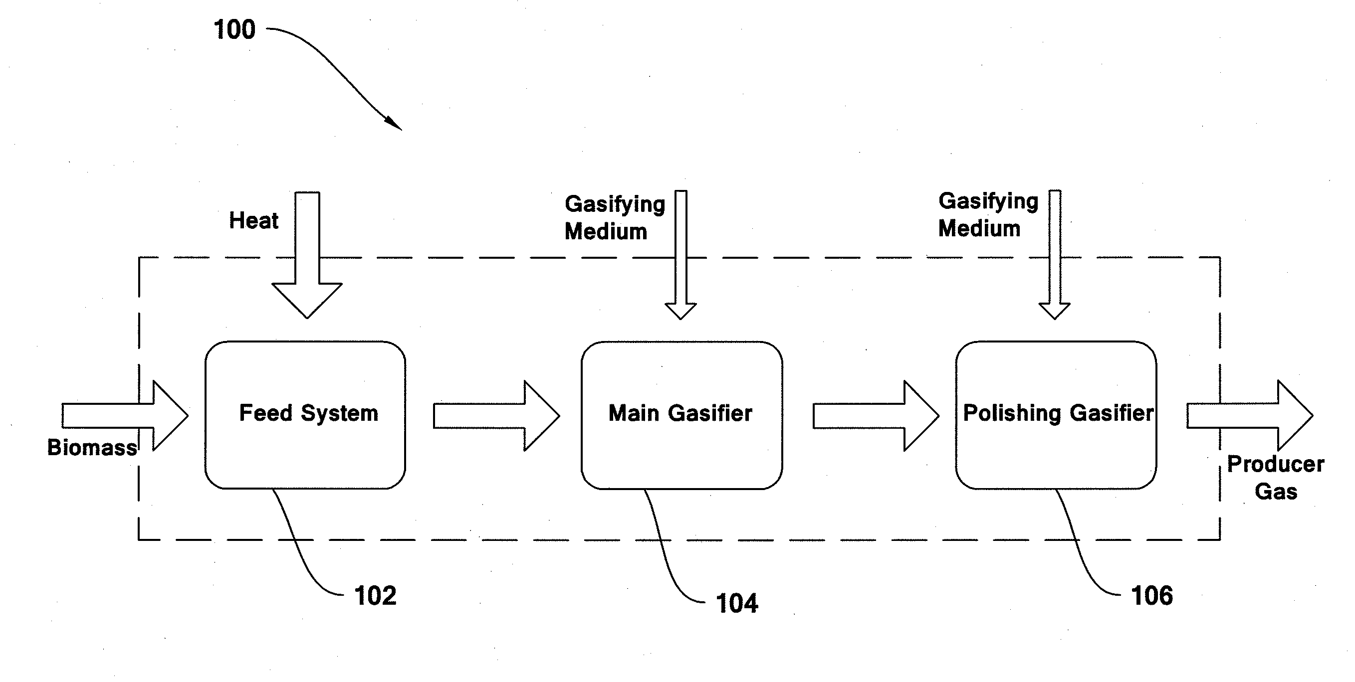 System and process for gasifying biomass products