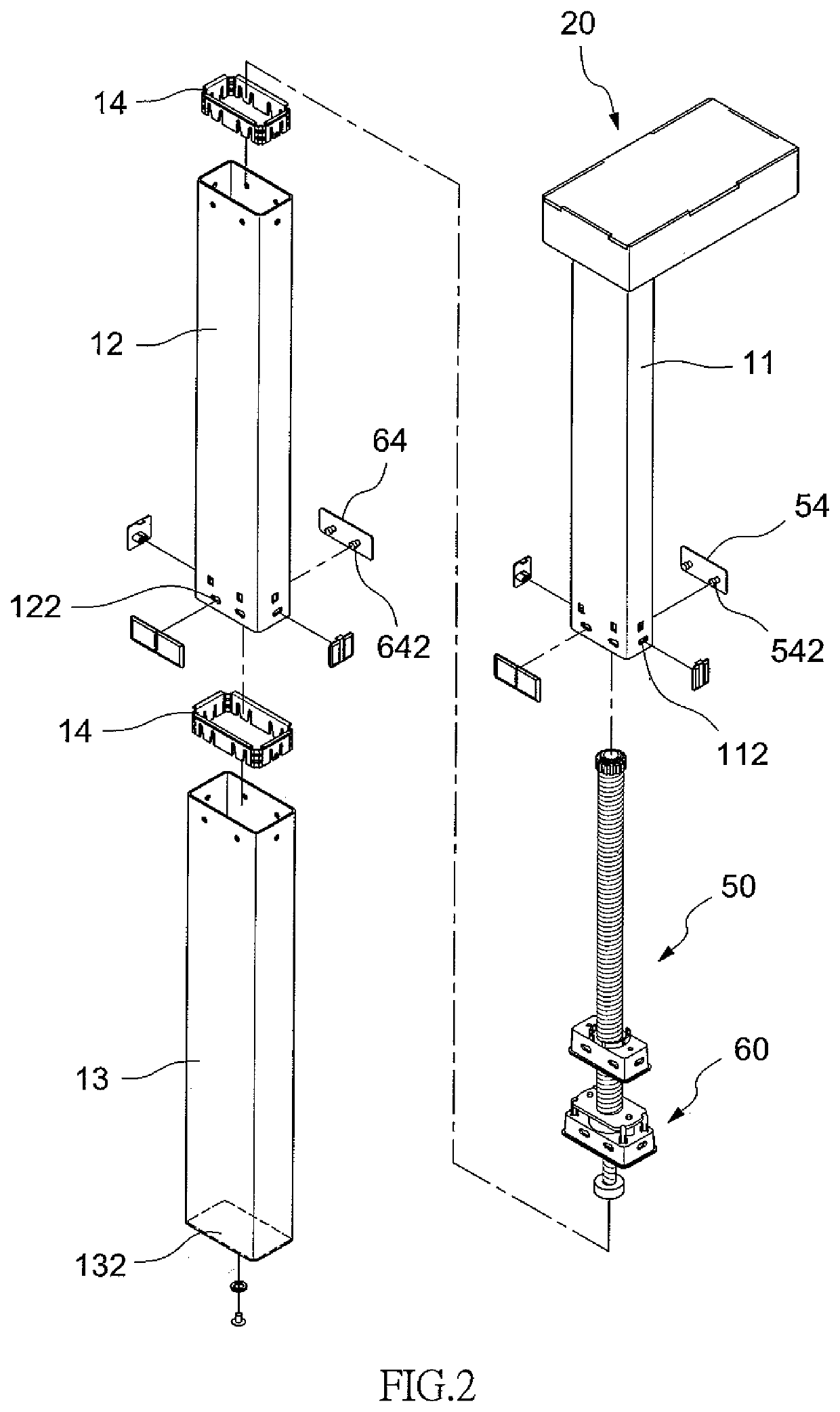 Telescopic post for a table