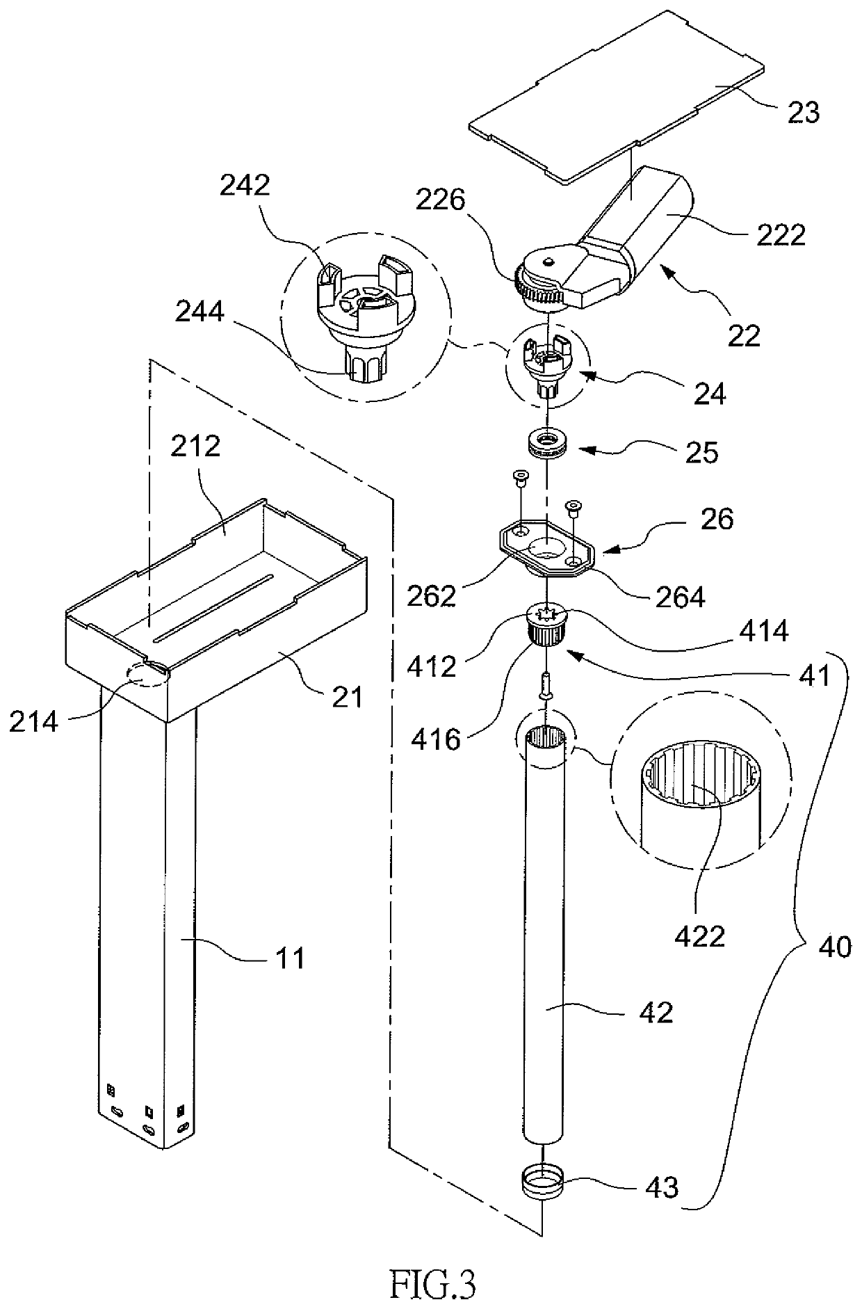 Telescopic post for a table