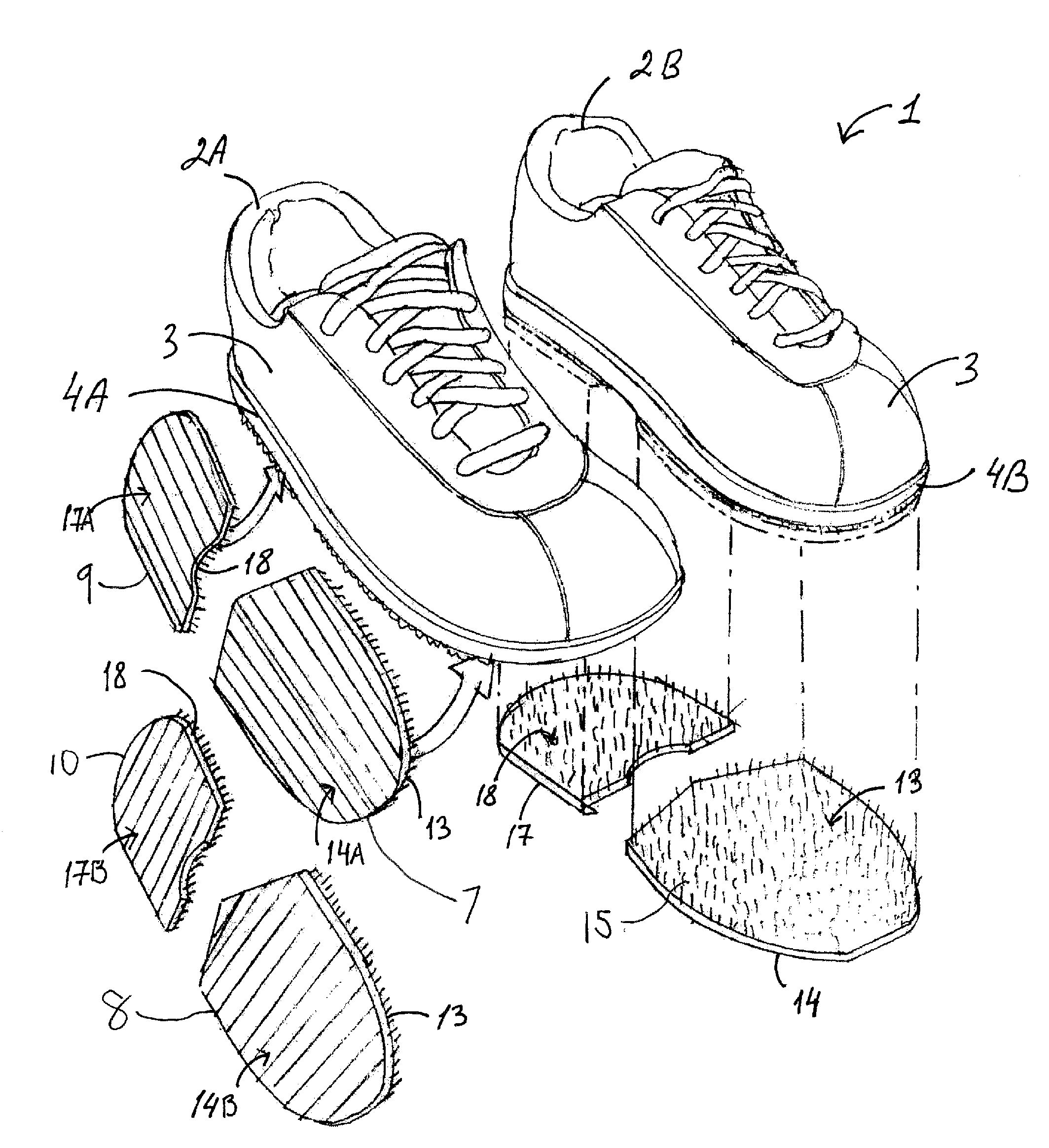 Shoe With Interchangeable Foreparts And Heels