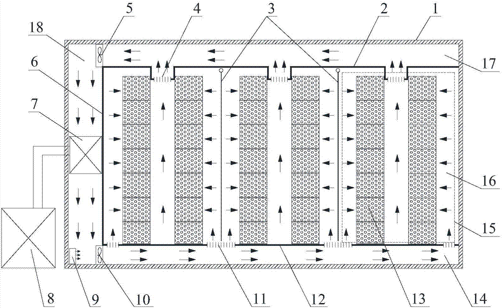 Energy-saving differential pressure type fruit and vegetable precooling warehouse