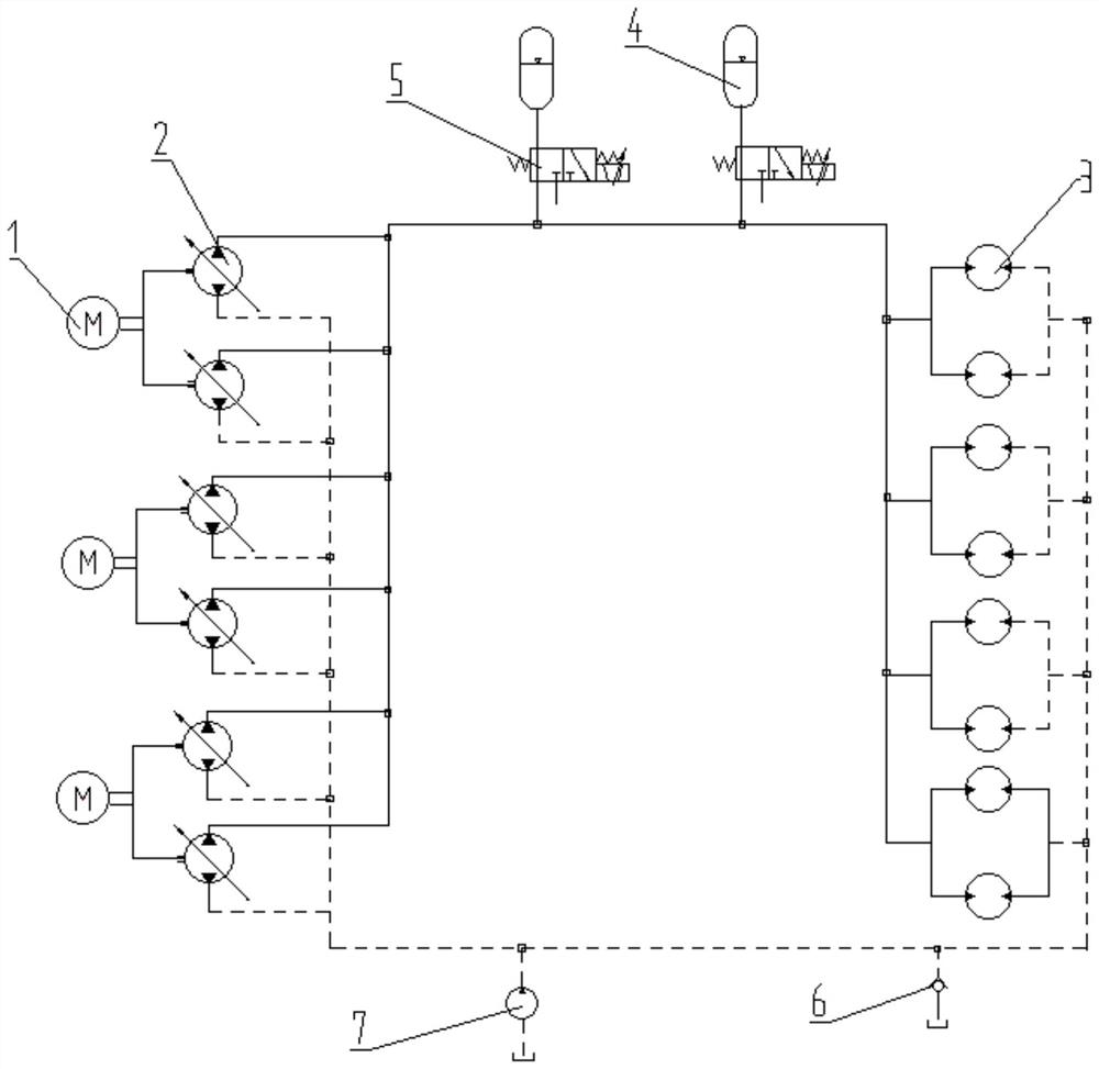 Fracturing truck hydraulic system and control method thereof