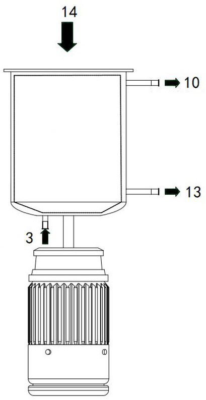 Extruding, filtering and stirring device for feeding end of micro-jet equipment and cleaning mode