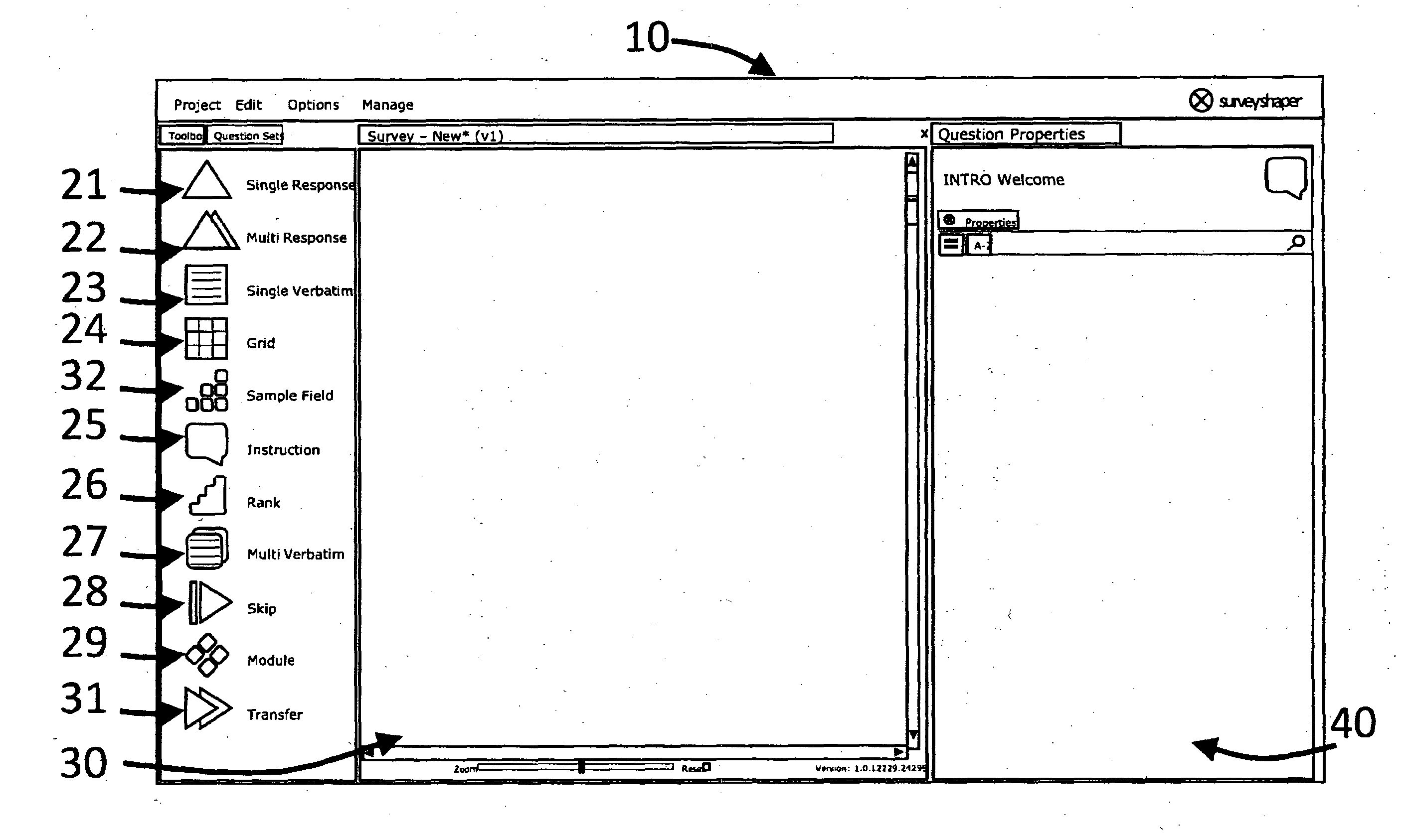 System and method of constructing on-line surveys