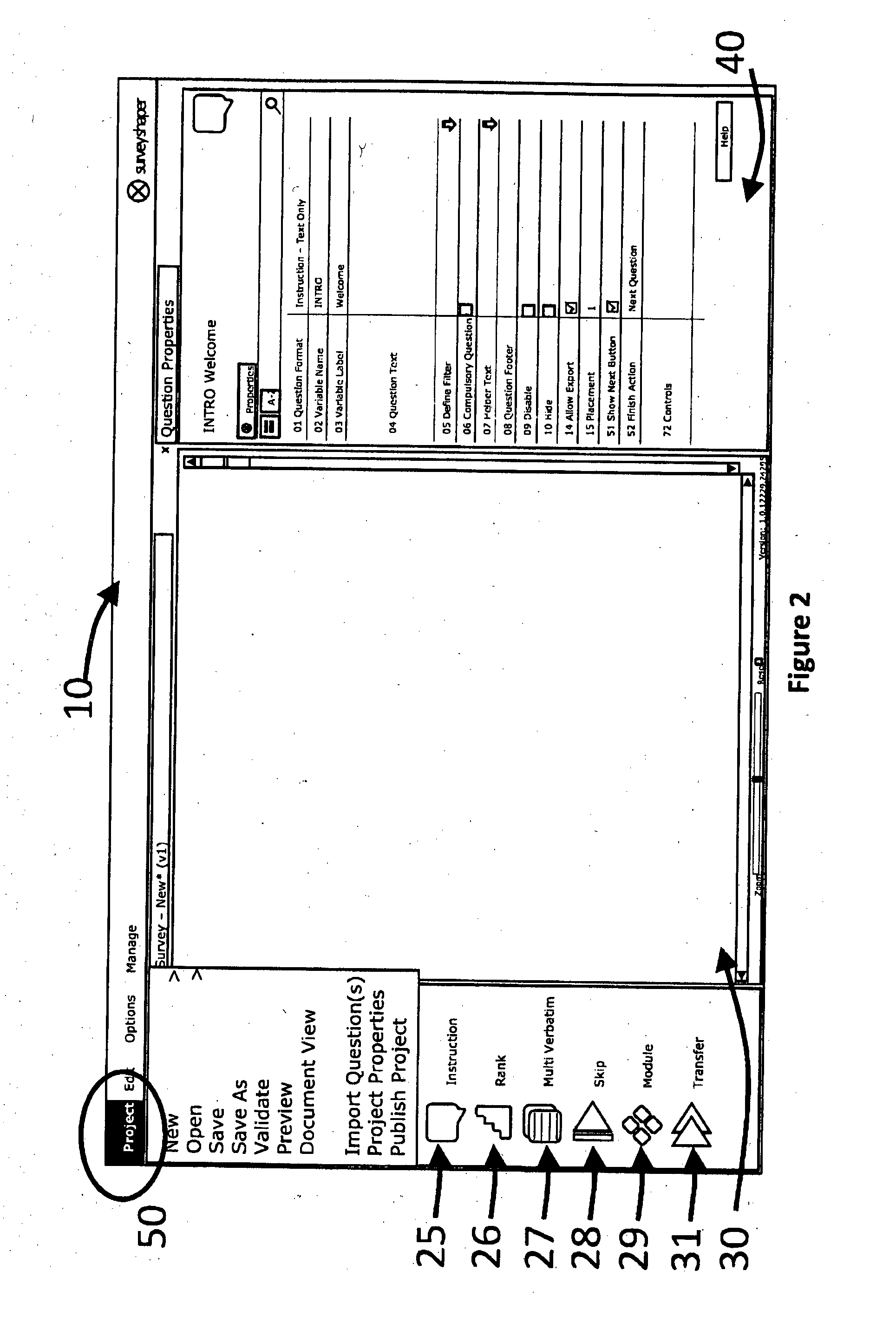 System and method of constructing on-line surveys