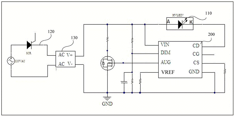 LED single-segment constant-current light-modulation drive circuit and method