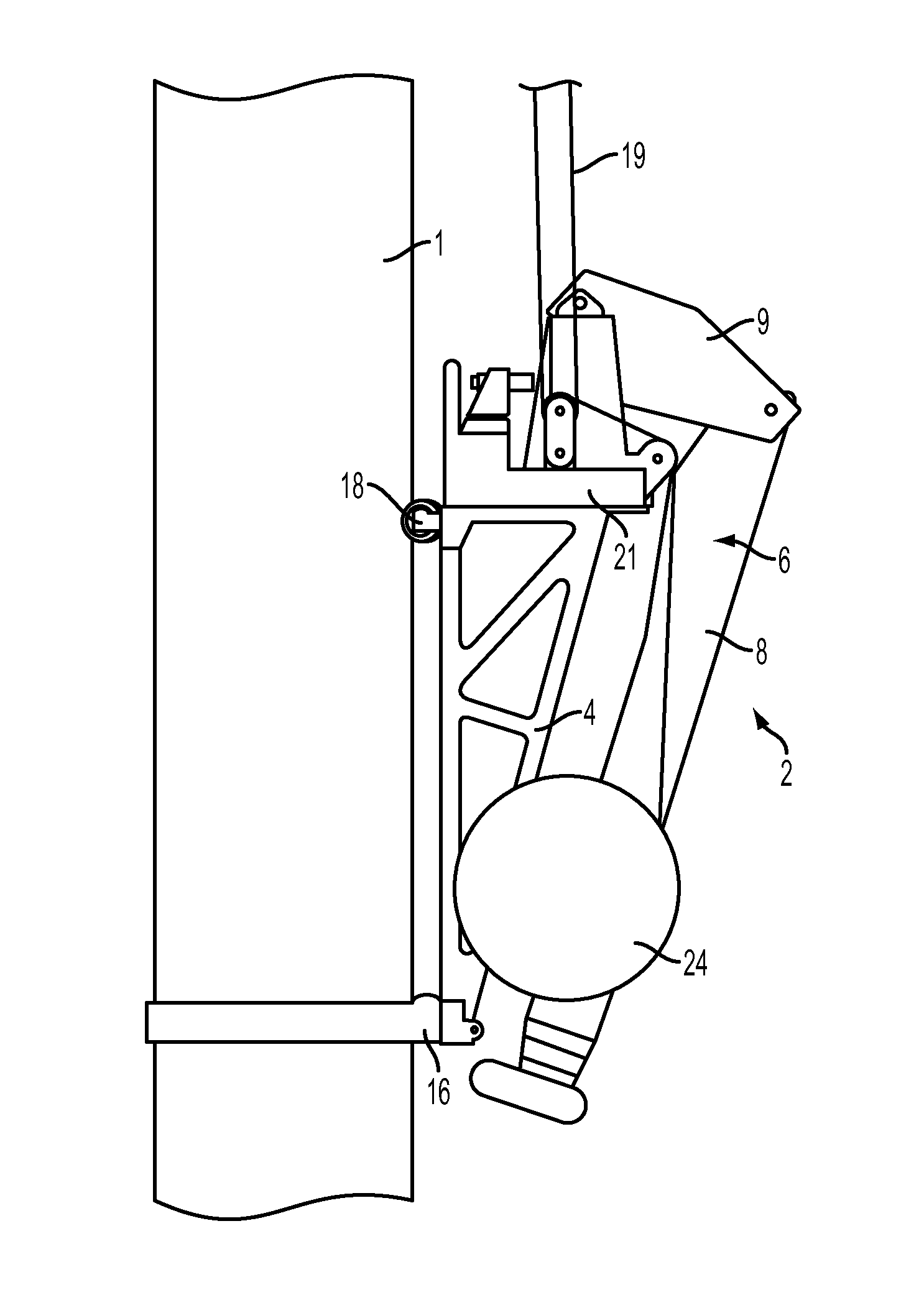 Crane for handling of wind turbine generator components and method of hoisting of such a crane