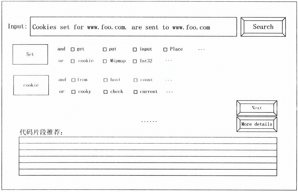 Software code search oriented query statement regenerating method