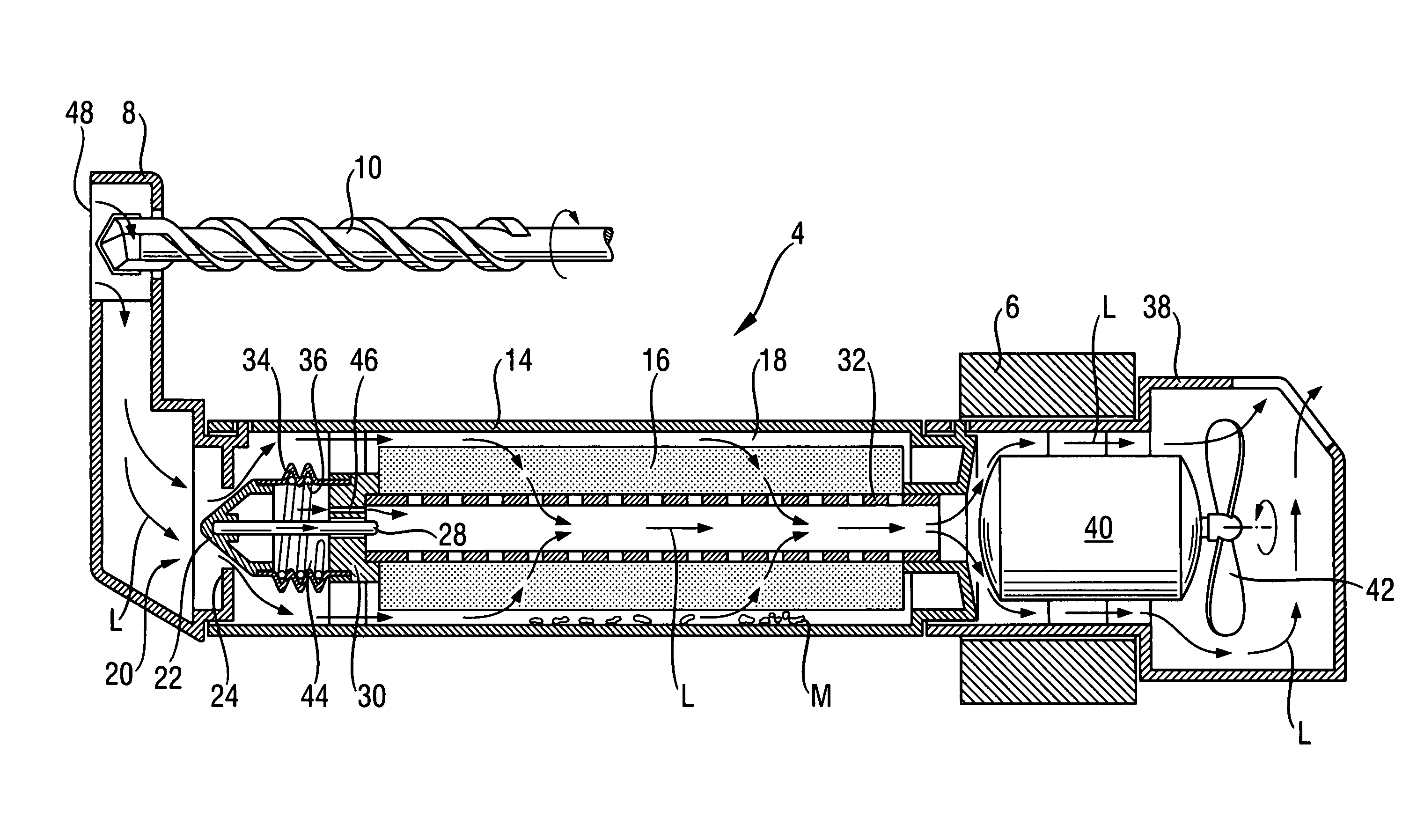 Dust extracting device