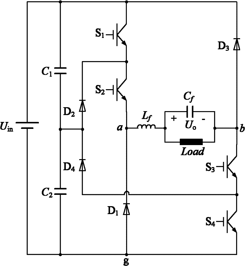 Three-level Buck conversion control method of X-shaped symmetrical H bridge and implementation device thereof